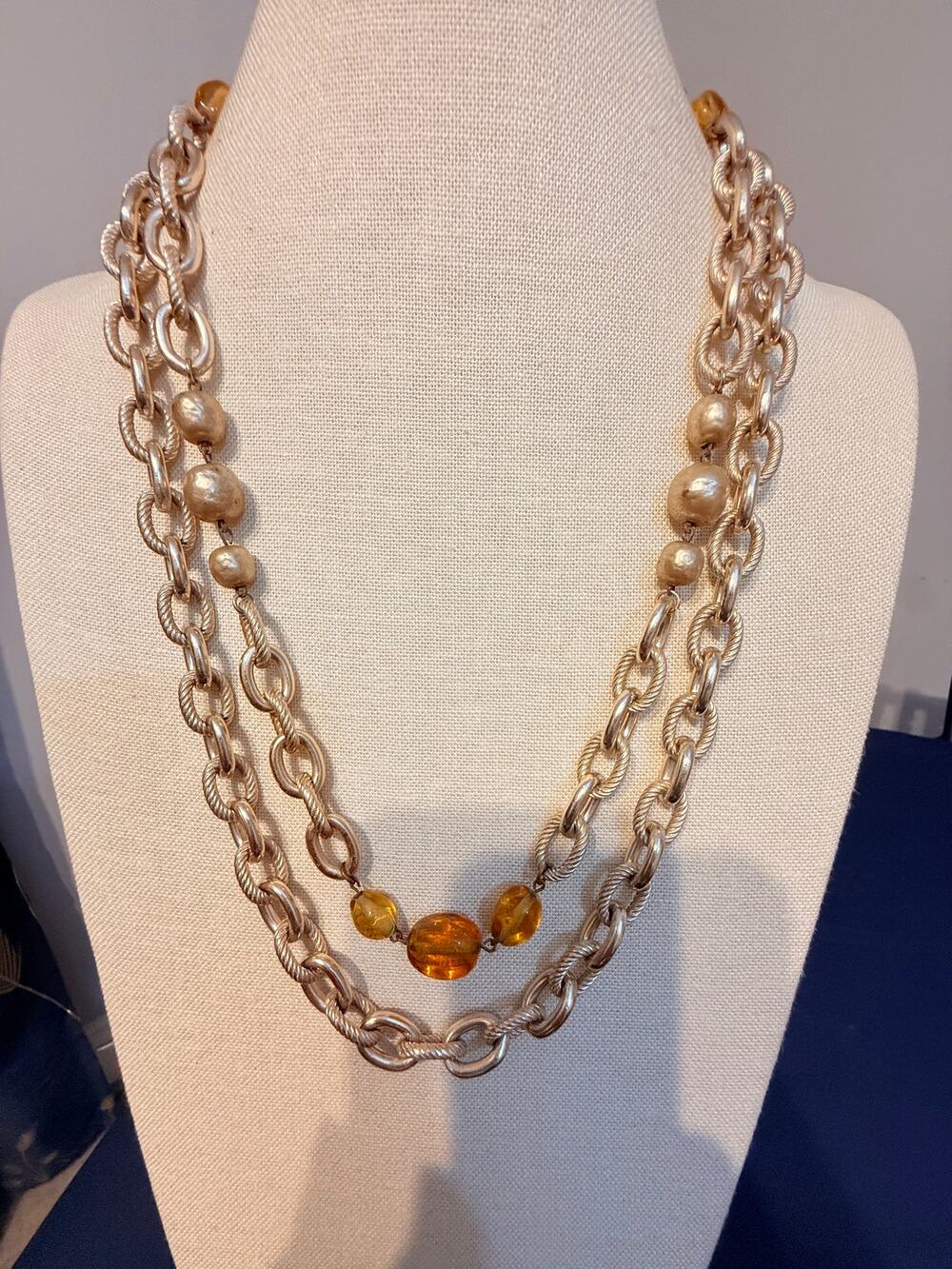 Vintage Gold Tone Bead Chain Necklace 40”
